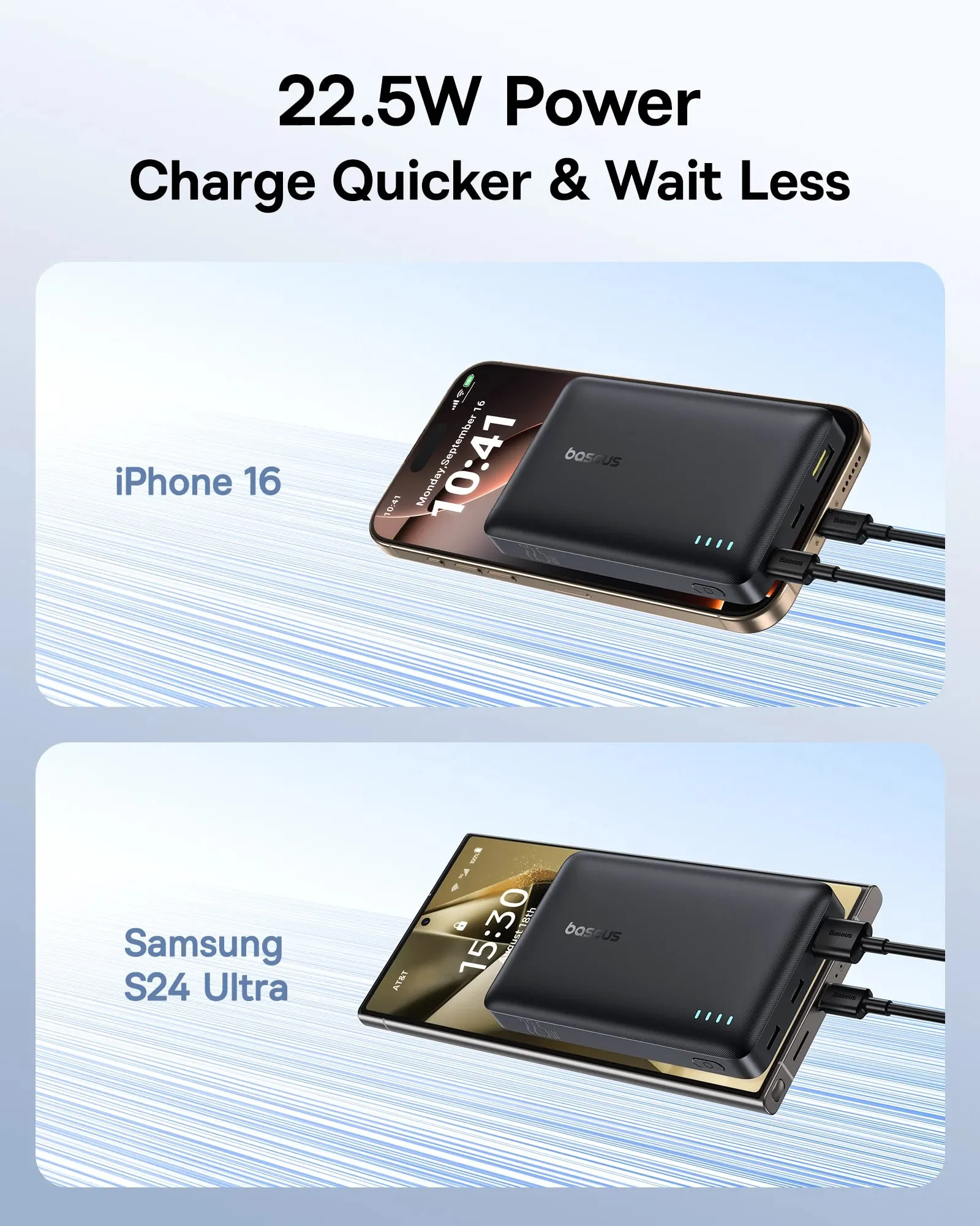Baseus EnerFill FP21 External Battery, 10000mAh, 22.5W, QC + PD, 1 x USB-A - 2 x USB-C, Black P1008210D123-00 - Image 9