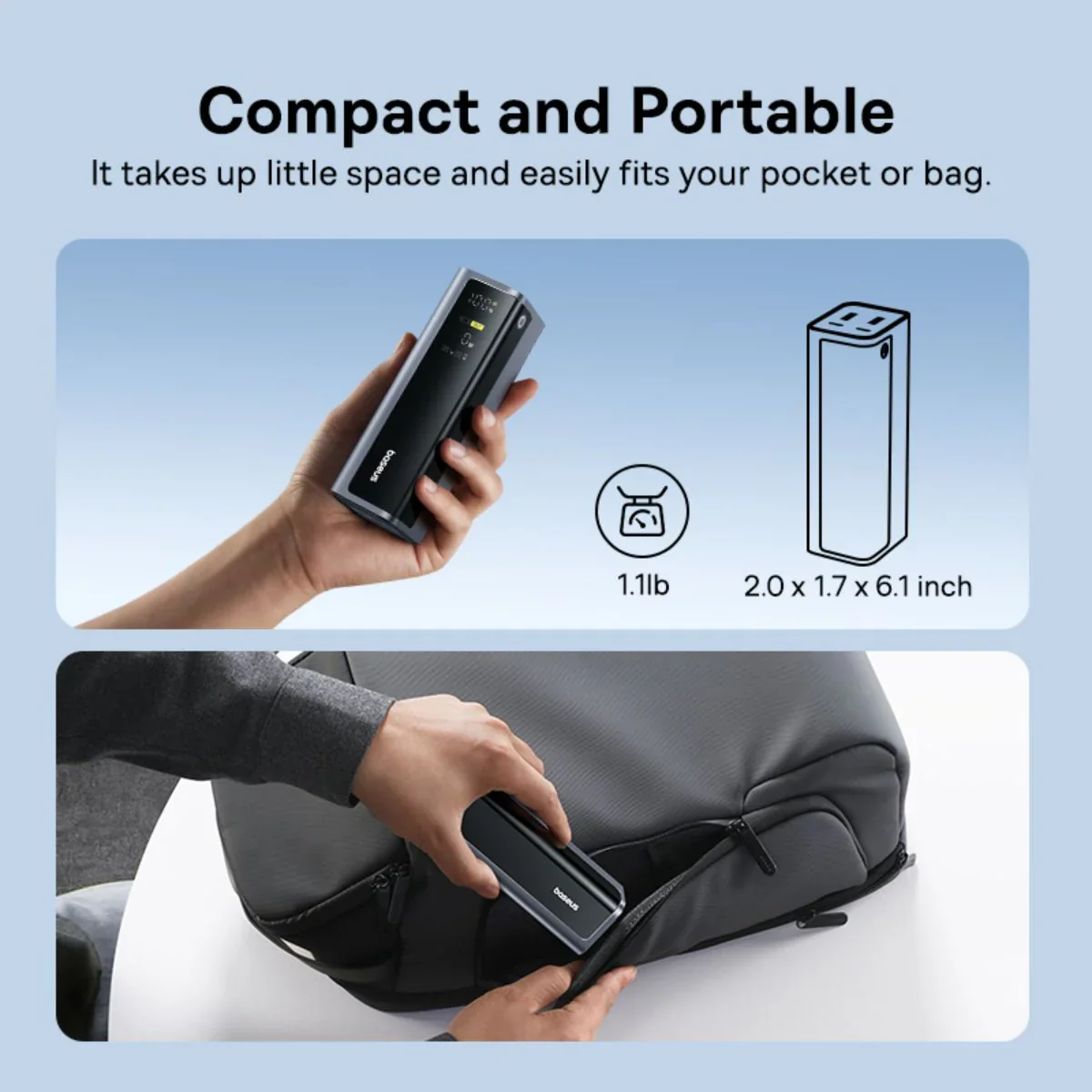 Baseus EnerGeek GP12 External Battery, 20800mAh, 145W, QC + PD, 2 x USB-A - 2 x USB-C, Gray P10082109813-00 - Image 7