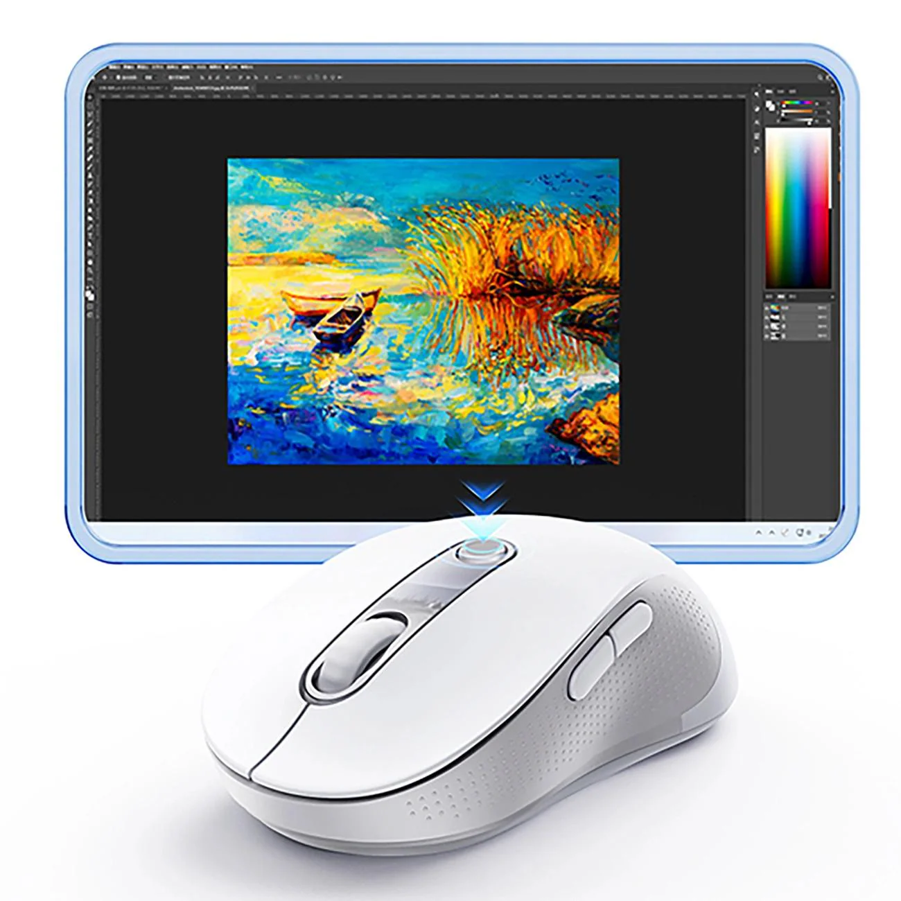 Baseus F02 Wireless Mouse, 1600DPI, BT / Wi-Fi, White B0203302 - Image 3