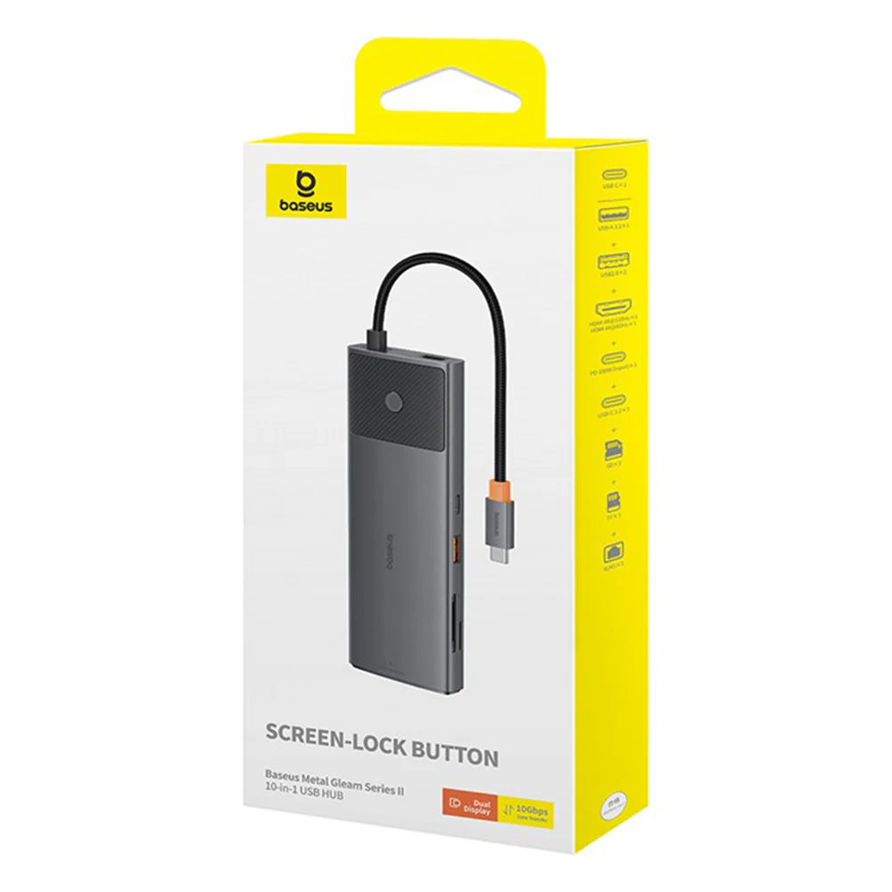 Baseus Gleam II USB-C Hub, 10in1, Black B00061800123-00 - Image 7