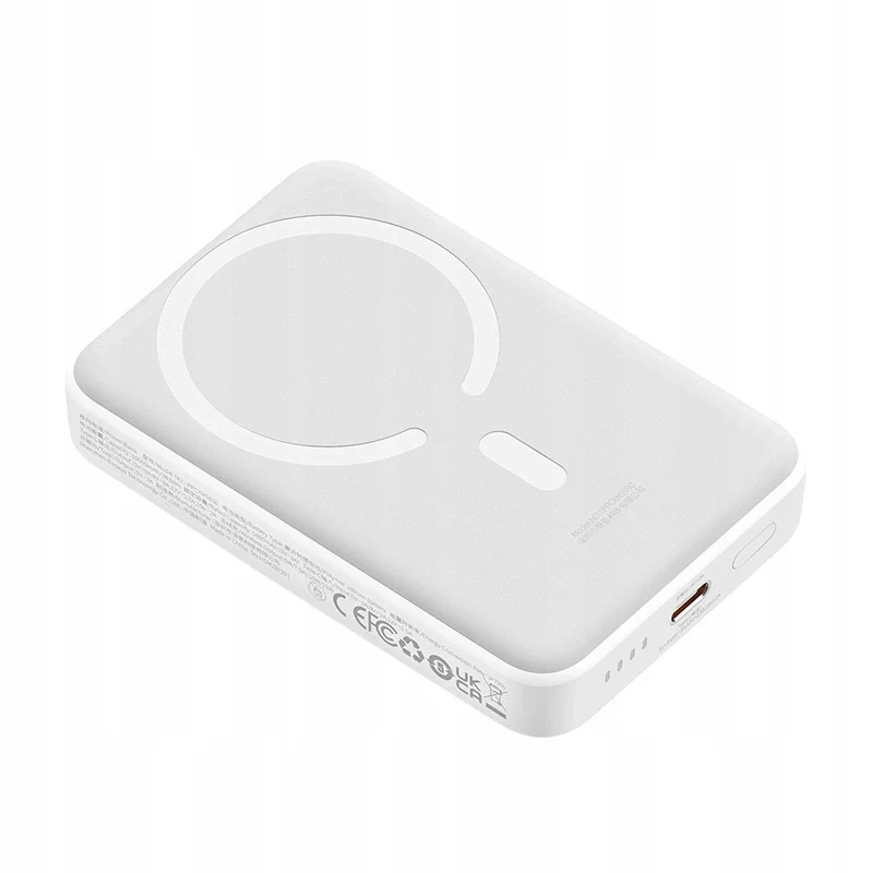 Baseus Magnetic Mini External Wireless Battery, 10000mAh, 30W, PD + FQI, 1 x QI - 1 x USB-C, White PPCX110202 - Image 2