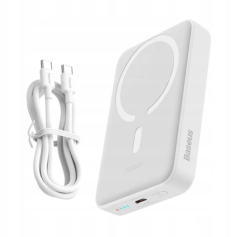 Baseus Magnetic Mini External Wireless Battery, 10000mAh, 30W, PD + FQI, 1 x QI - 1 x USB-C, White PPCX110202 - Image 5
