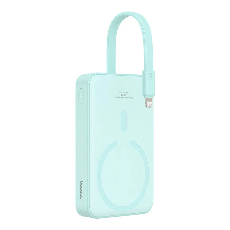 Baseus Magnetic Mini Wireless External Battery, 10000mAh, 20W, PD + FQI, 1 x Lightning - 1 x QI - 1 x USB-C, Green P10022109333-00 - Image 4