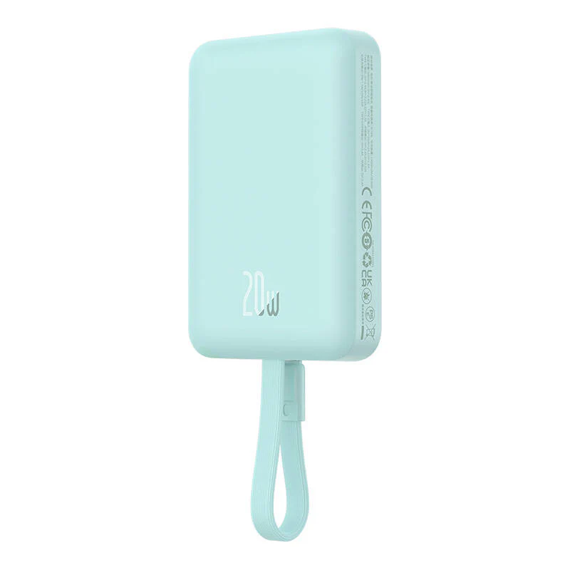 Baseus Magnetic Mini Wireless External Battery, 10000mAh, 20W, PD + FQI, 1 x Lightning - 1 x QI - 1 x USB-C, Green P10022109333-00 - Image 6