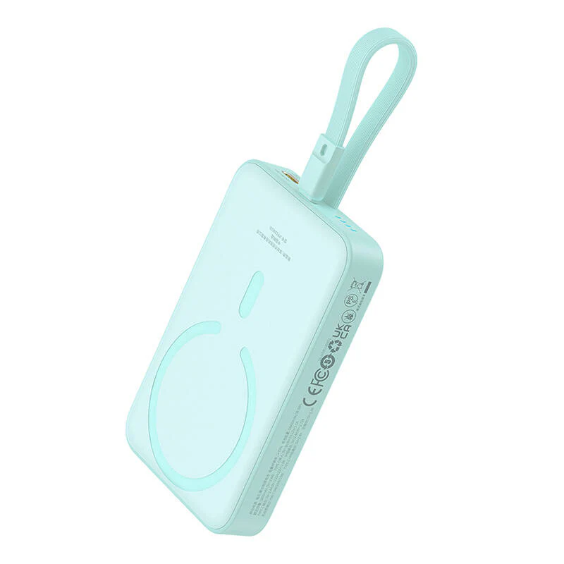 Baseus Magnetic Mini Wireless External Battery, 10000mAh, 20W, PD + FQI, 1 x Lightning - 1 x QI - 1 x USB-C, Green P10022109333-00 - Image 7