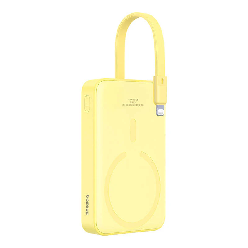 Baseus Magnetic Mini Wireless External Battery, 10000mAh, 20W, PD + FQI, 1 x Lightning - 1 x QI - 1 x USB-C, Yellow P10022109Y23-00 - Image 2