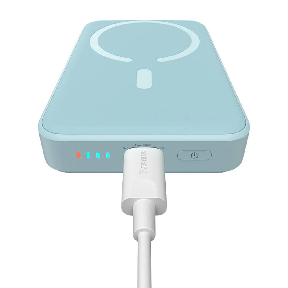 Baseus Magnetic Mini Wireless External Battery, 10000mAh, 20W, PD + FQI, 1 x QI - 1 x USB-C, Blue PPCX110103 - Image 2
