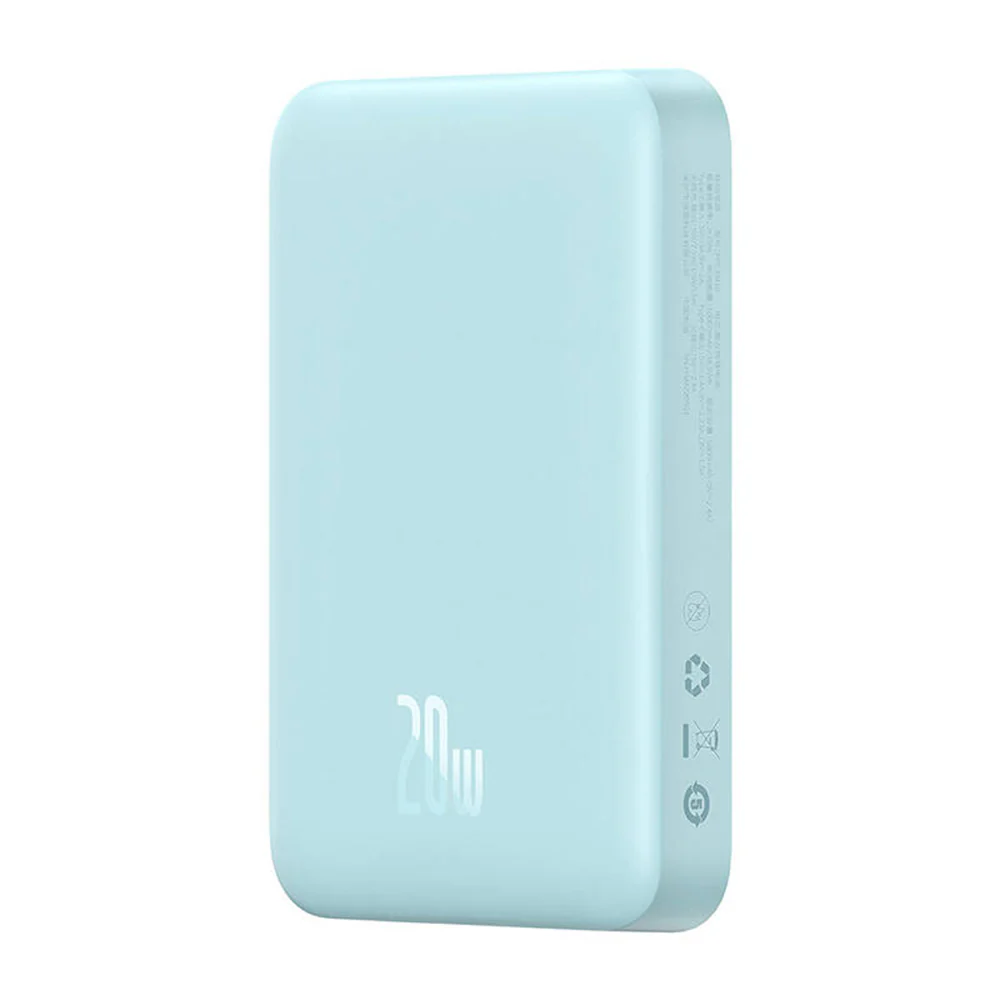 Baseus Magnetic Mini Wireless External Battery, 10000mAh, 20W, PD + FQI, 1 x QI - 1 x USB-C, Blue PPCX110103 - Image 5