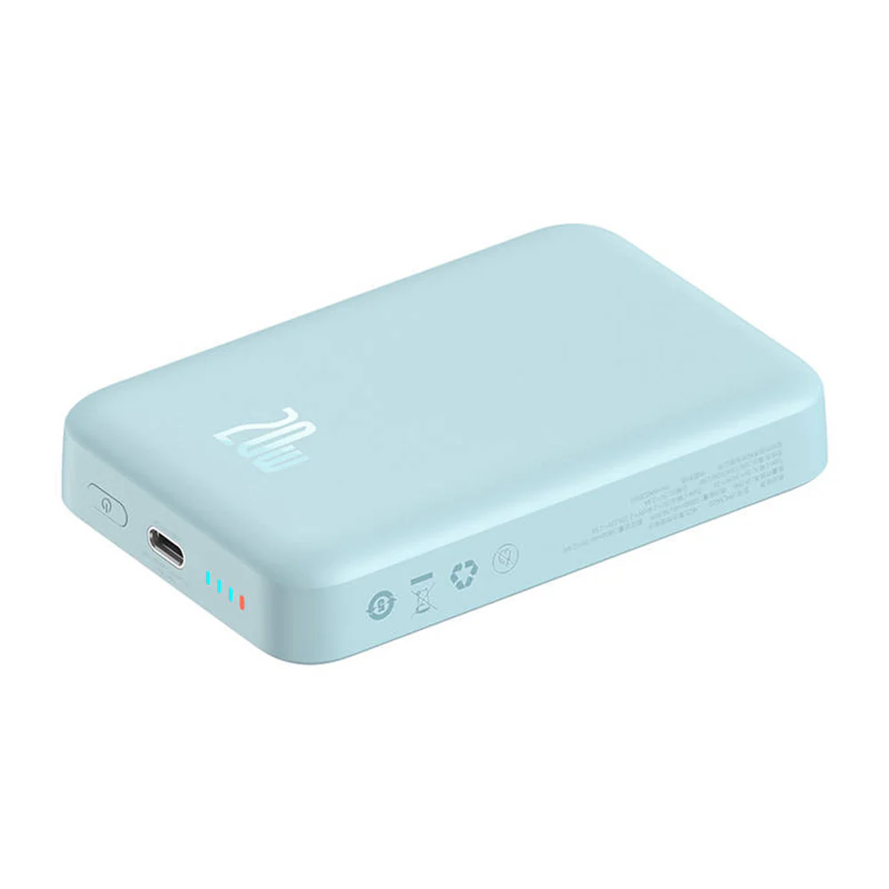 Baseus Magnetic Mini Wireless External Battery, 10000mAh, 20W, PD + FQI, 1 x QI - 1 x USB-C, Blue PPCX110103 - Image 6