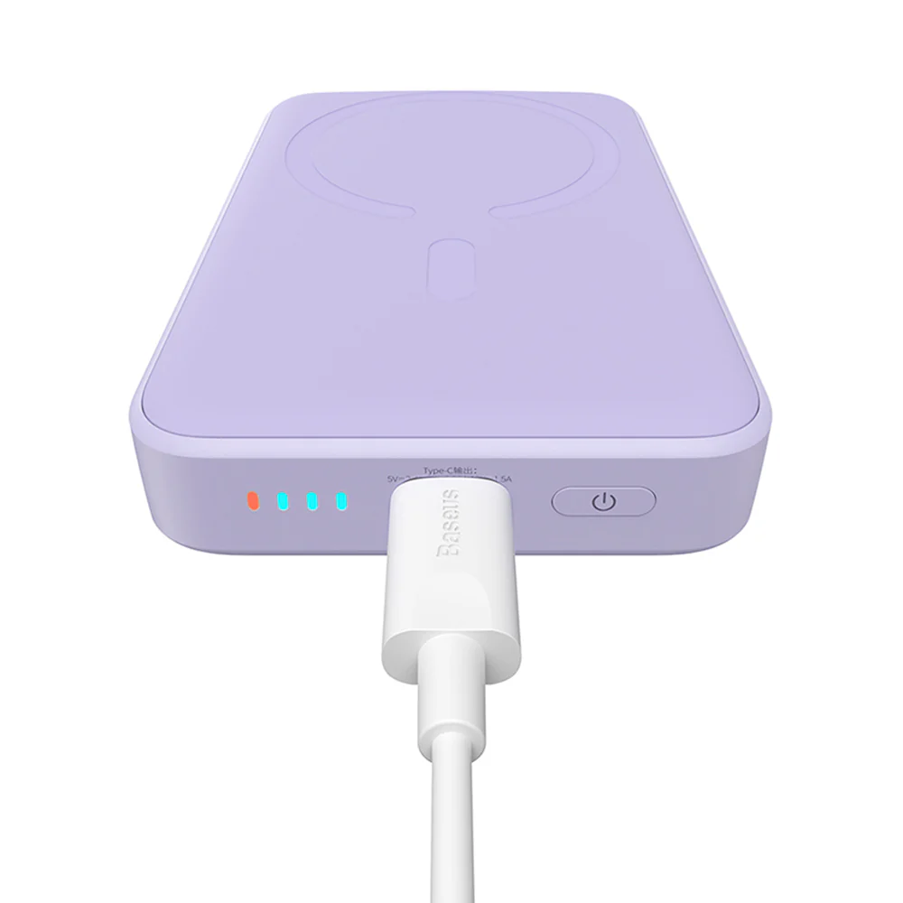 Baseus Magnetic Mini Wireless External Battery, 10000mAh, 20W, PD + FQI, 1 x QI - 1 x USB-C, Purple PPCX110105 - Image 3