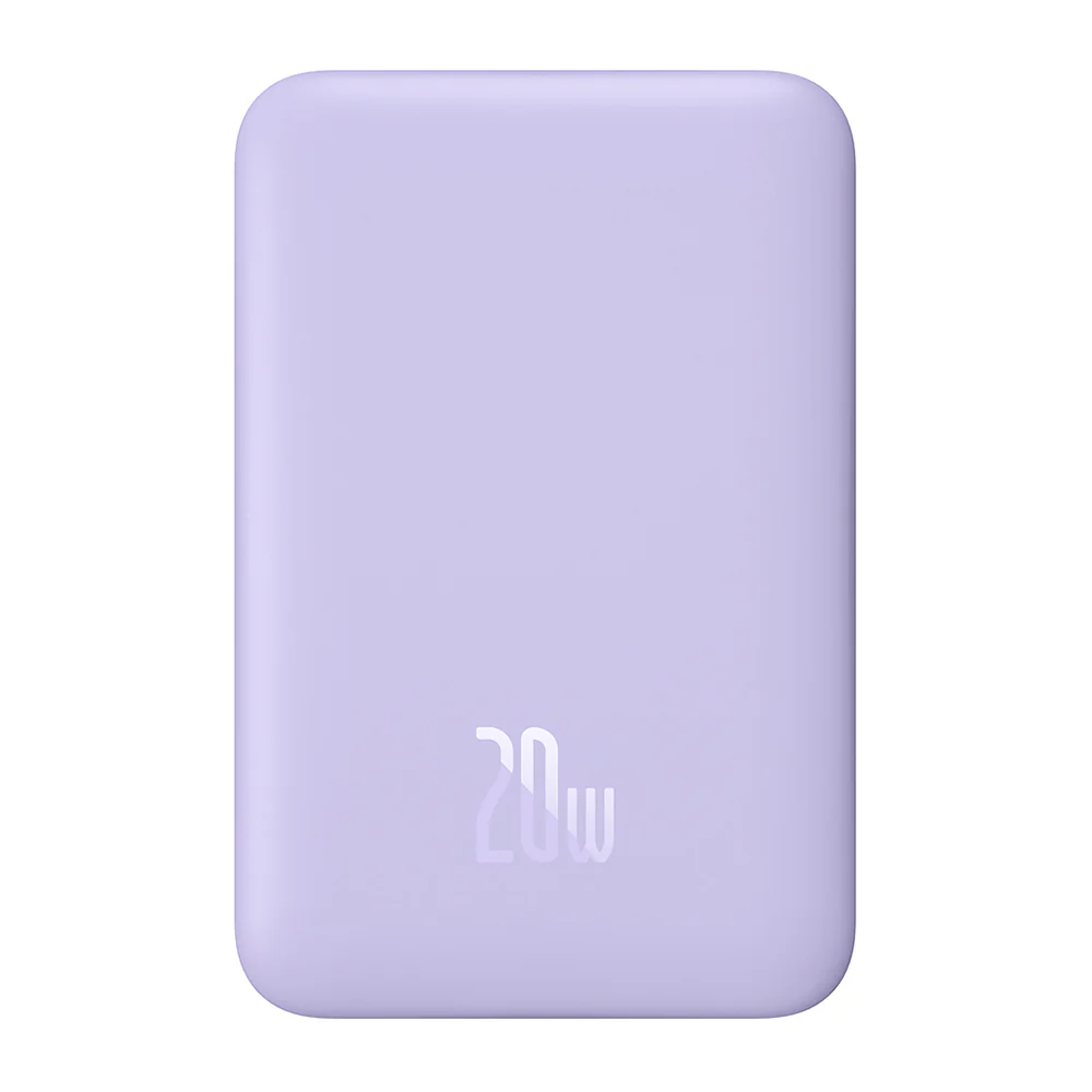 Baseus Magnetic Mini Wireless External Battery, 10000mAh, 20W, PD + FQI, 1 x QI - 1 x USB-C, Purple PPCX110105 - Image 5