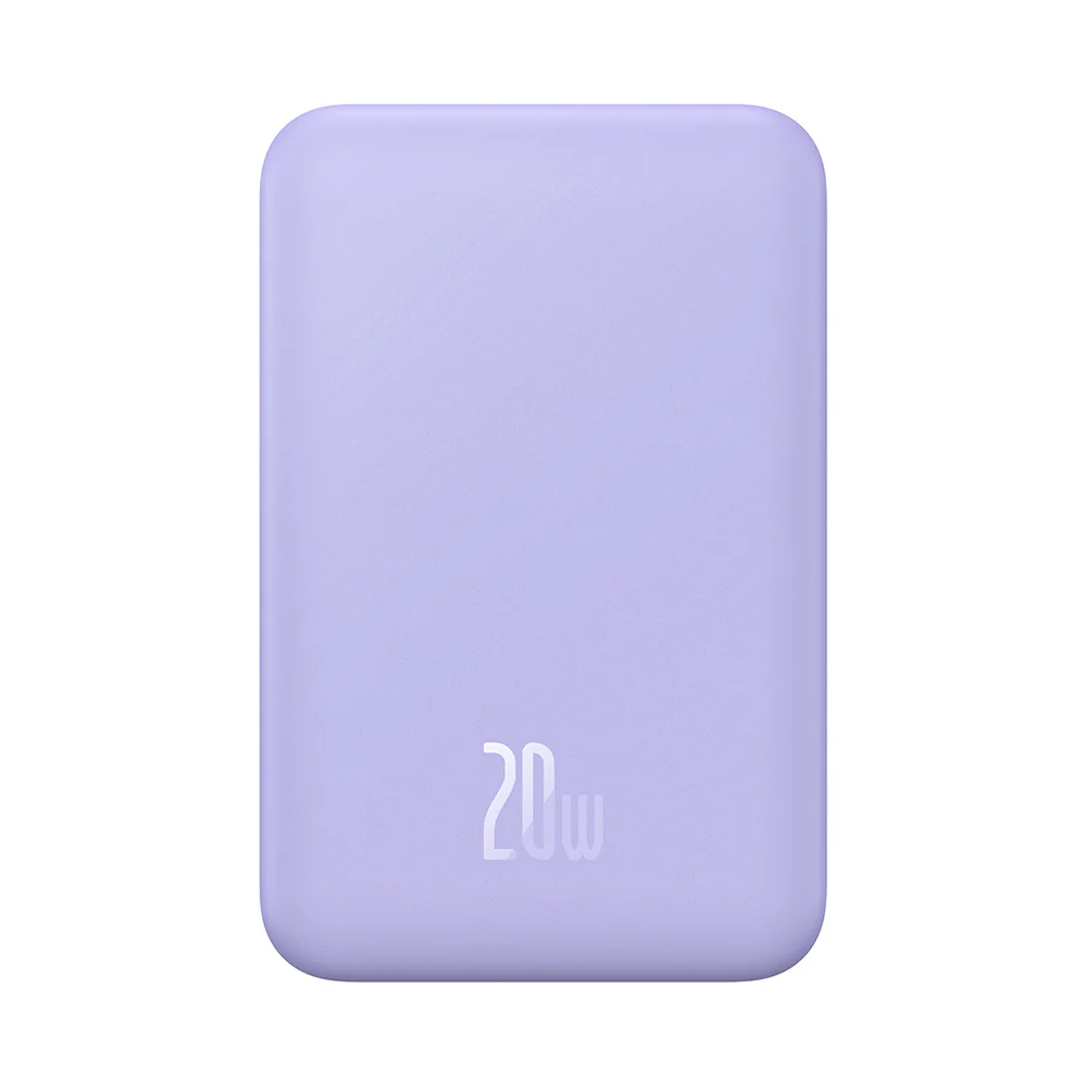 Baseus Magnetic Mini Wireless External Battery, 20000mAh, 20W, PD + FQI, 1 x QI - 1 x USB-C, Purple PPCX150005 - Image 4