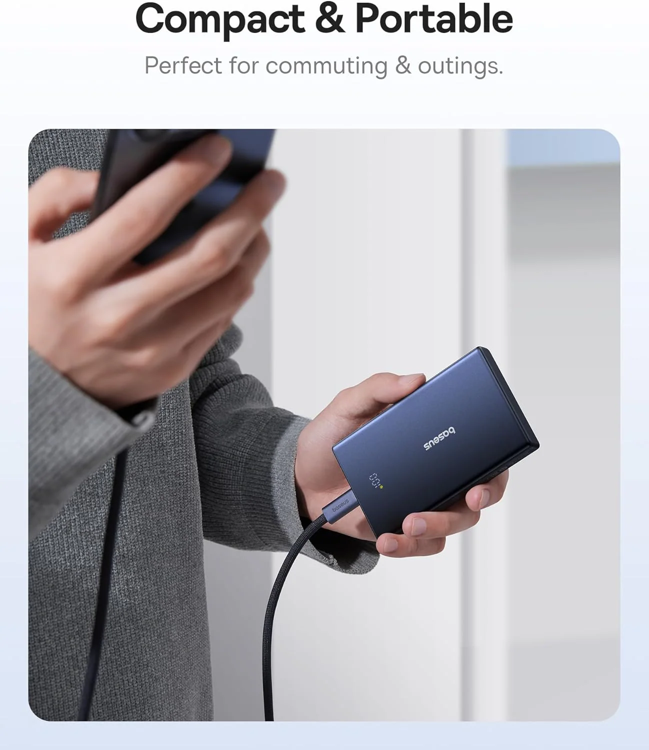 Baseus PicoGo External Battery, 10000mAh, 20W, QC + PD, 1 x USB-A - 2 x USB-C, White P10076801213-00 - Image 5
