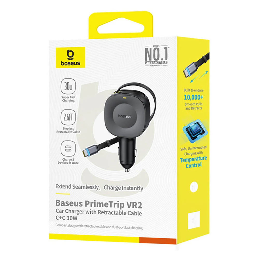 Baseus PrimeTrip VR2 Car Charger with USB-C Cable, 30W, 3A, 1 x USB-C, Black C0206400 - Image 7
