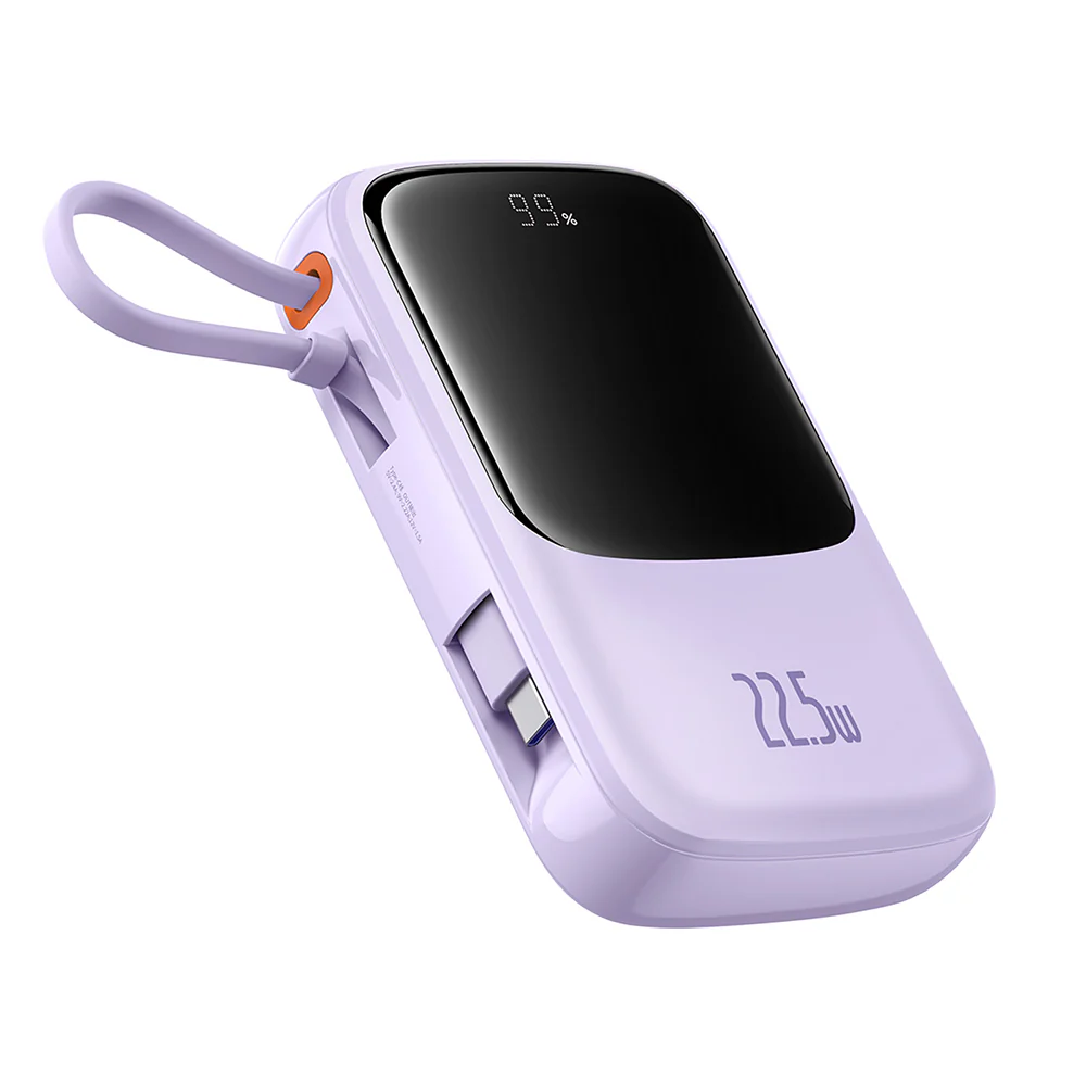 Baseus Qpow Pro+ External Battery, 10000mAh, 22.5W, QC + PD, 1 x USB-A - 2 x USB-C, Purple P10067101513-00 - Image 2