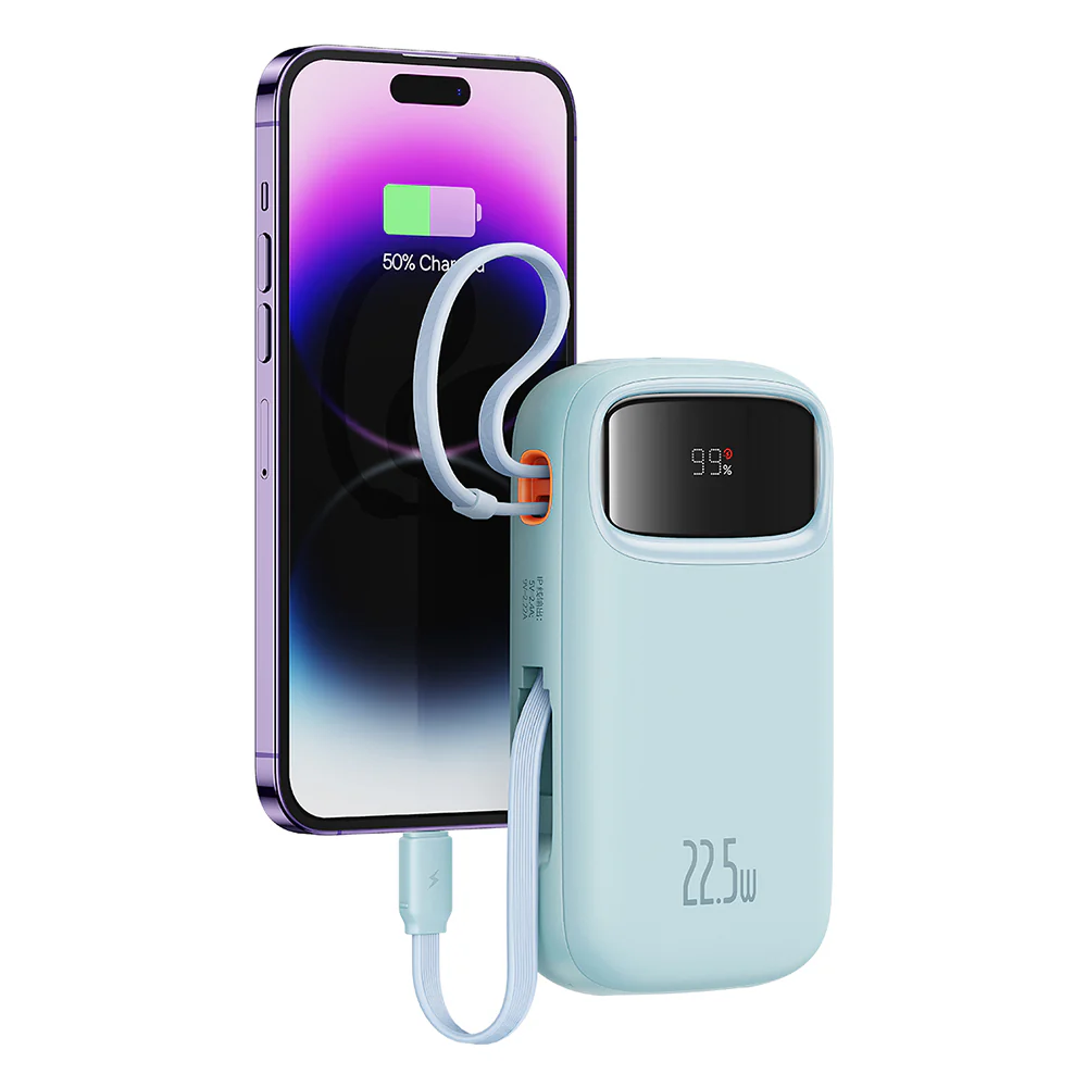 Baseus Qpow Pro+ External Battery, 20000mAh, 22.5W, QC + PD, 1 x Lightning - 1 x USB-A - 2 x USB-C, Blue P10055002313-00 - Image 3