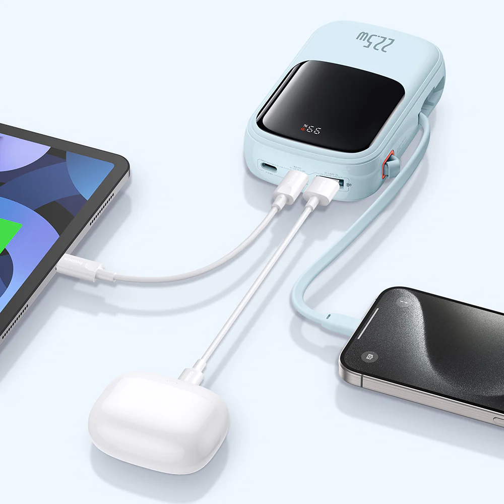 Baseus Qpow Pro+ External Battery, 20000mAh, 22.5W, QC + PD, 1 x USB-A - 2 x USB-C, Blue P10067103313-00 - Image 4