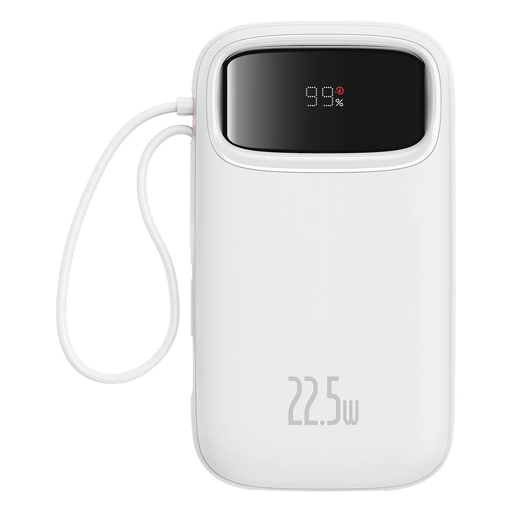 Baseus Qpow2 External Battery, 20000mAh, 22.5W, QC + PD, 1 x Lightning - 1 x USB-A - 2 x USB-C, White P10055002223-00 - Image 2