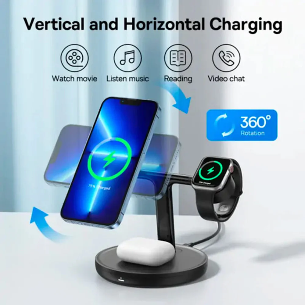 Baseus Swan 3in1 Wireless Network Charger, 20W, 1.67A, P10221302113-Z1 - Image 2