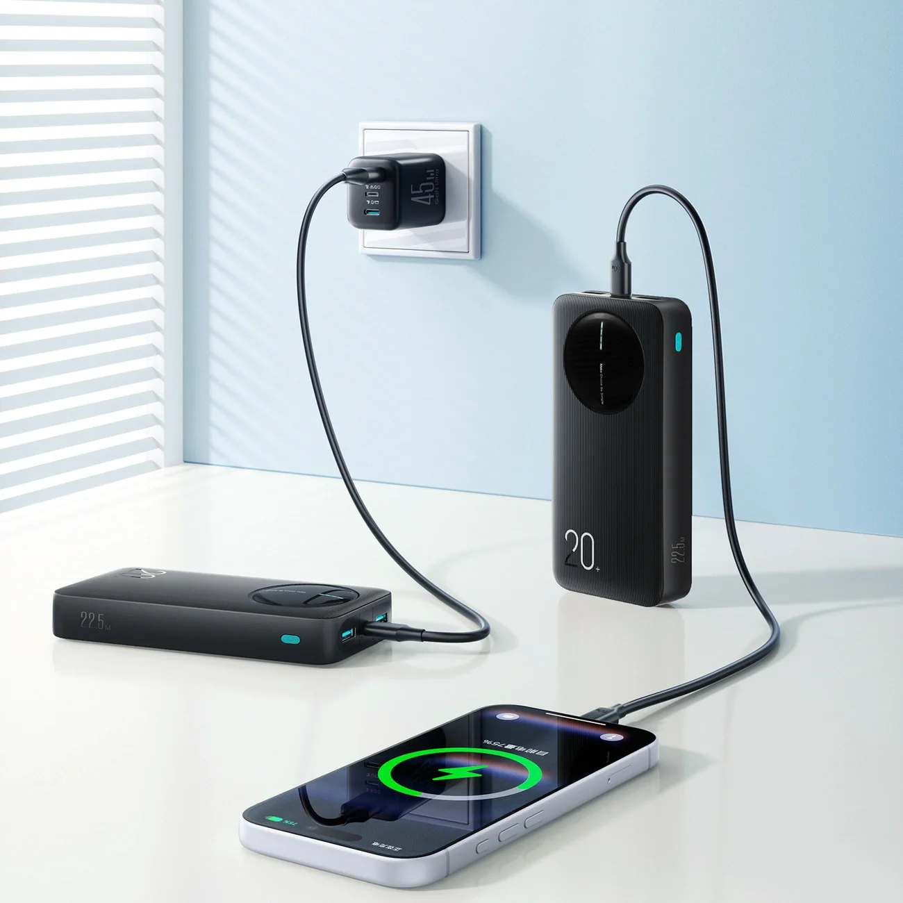Joyroom JR-PBF14 Pro External Battery, 20000mAh, 22.5W, QC + PD, 1 x USB-C - 2 x USB-A, Black - Image 9