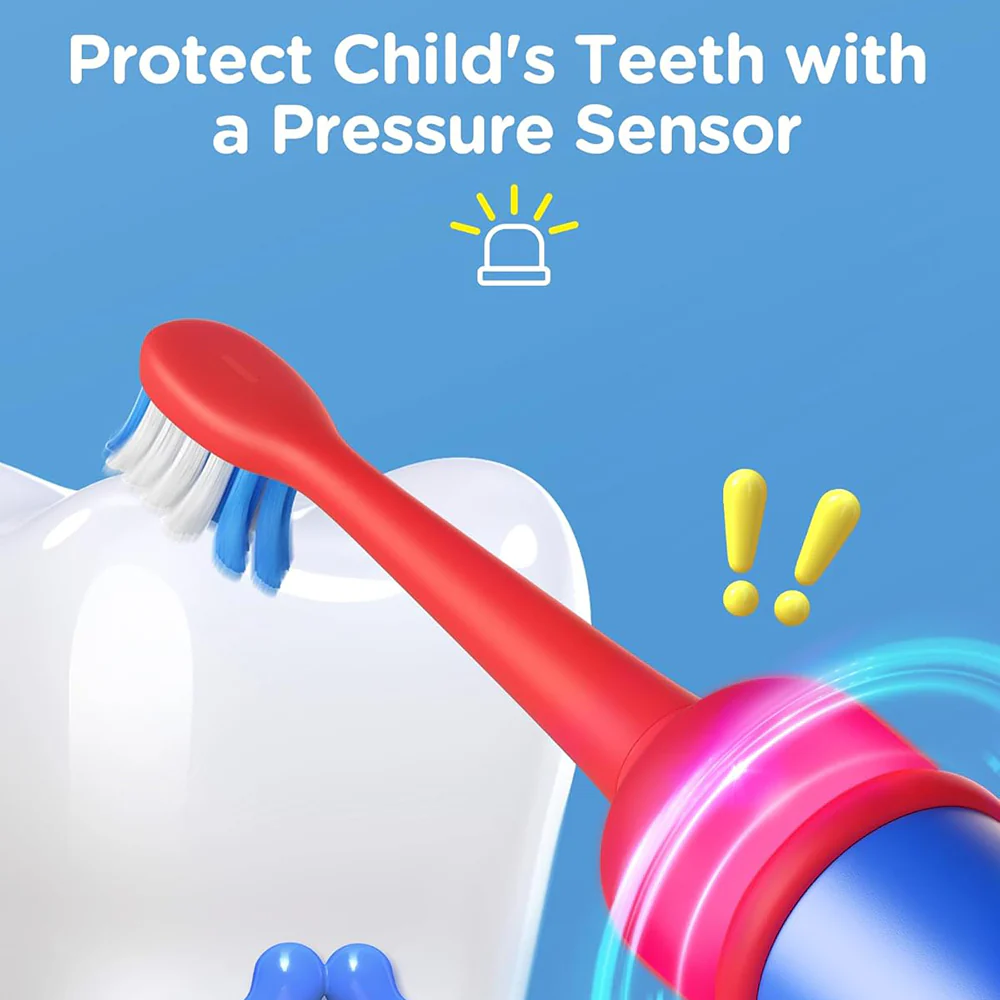 Bitvae BVK7S Kids Electric Toothbrush, Blue Red - Image 2