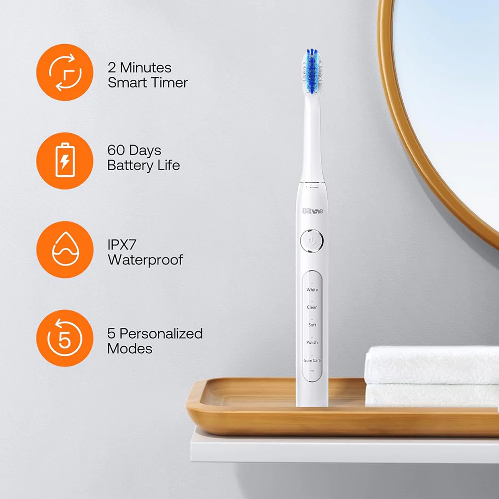 Bitvae D2 Electric Toothbrush, White - Image 5