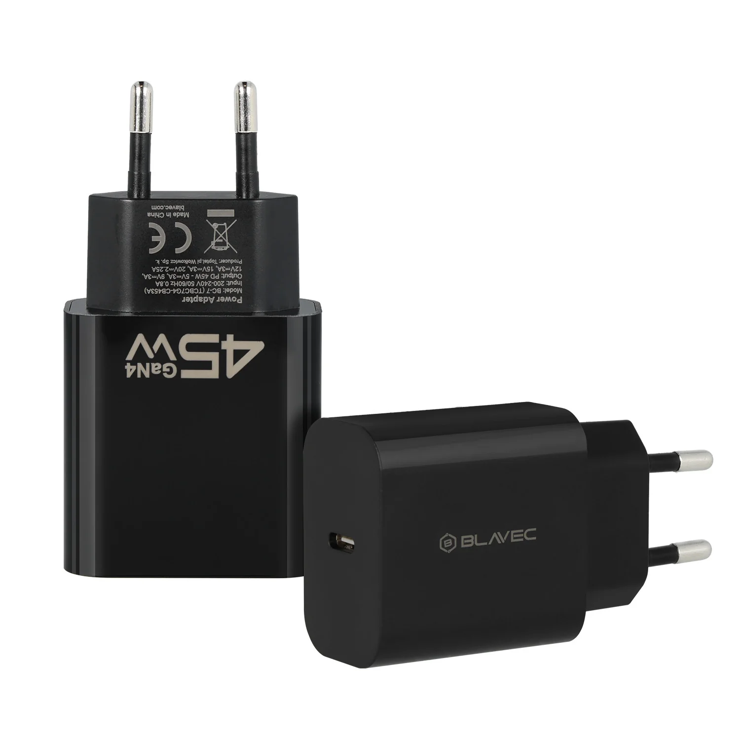 Blavec BC-7 Network Charger, 45W, 3A, 1 x USB-C, Black - Image 2
