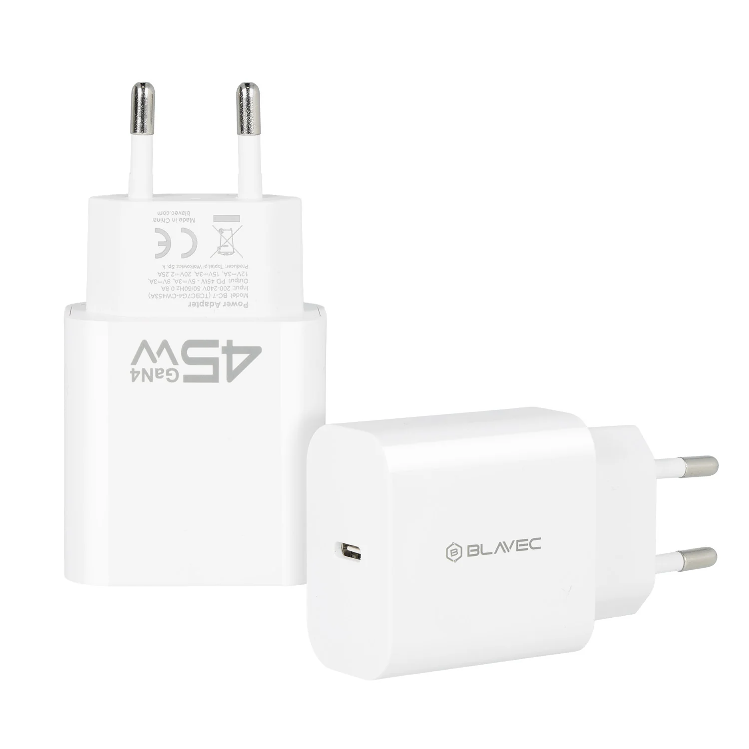 Blavec BC-7 Network Charger, 45W, 3A, 1 x USB-C, White - Image 2