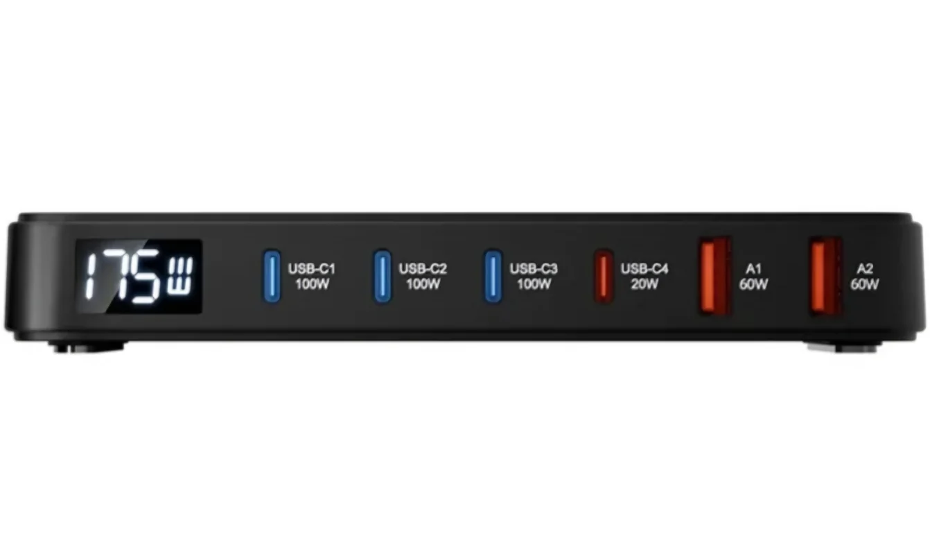 BlitzWolf BW-S30 Charging Station, 175W, 5A, 2 x USB-A - 4 x USB-C, Black - Image 6