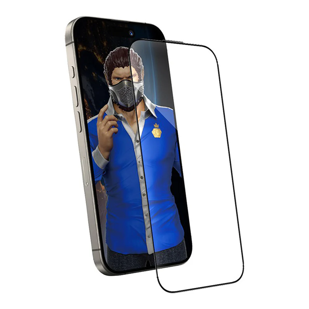 Blueo Anti-Dust HD Screen Protector Film for Apple iPhone 16 Pro, Tempered Glass, Full Glue, Black - Image 3