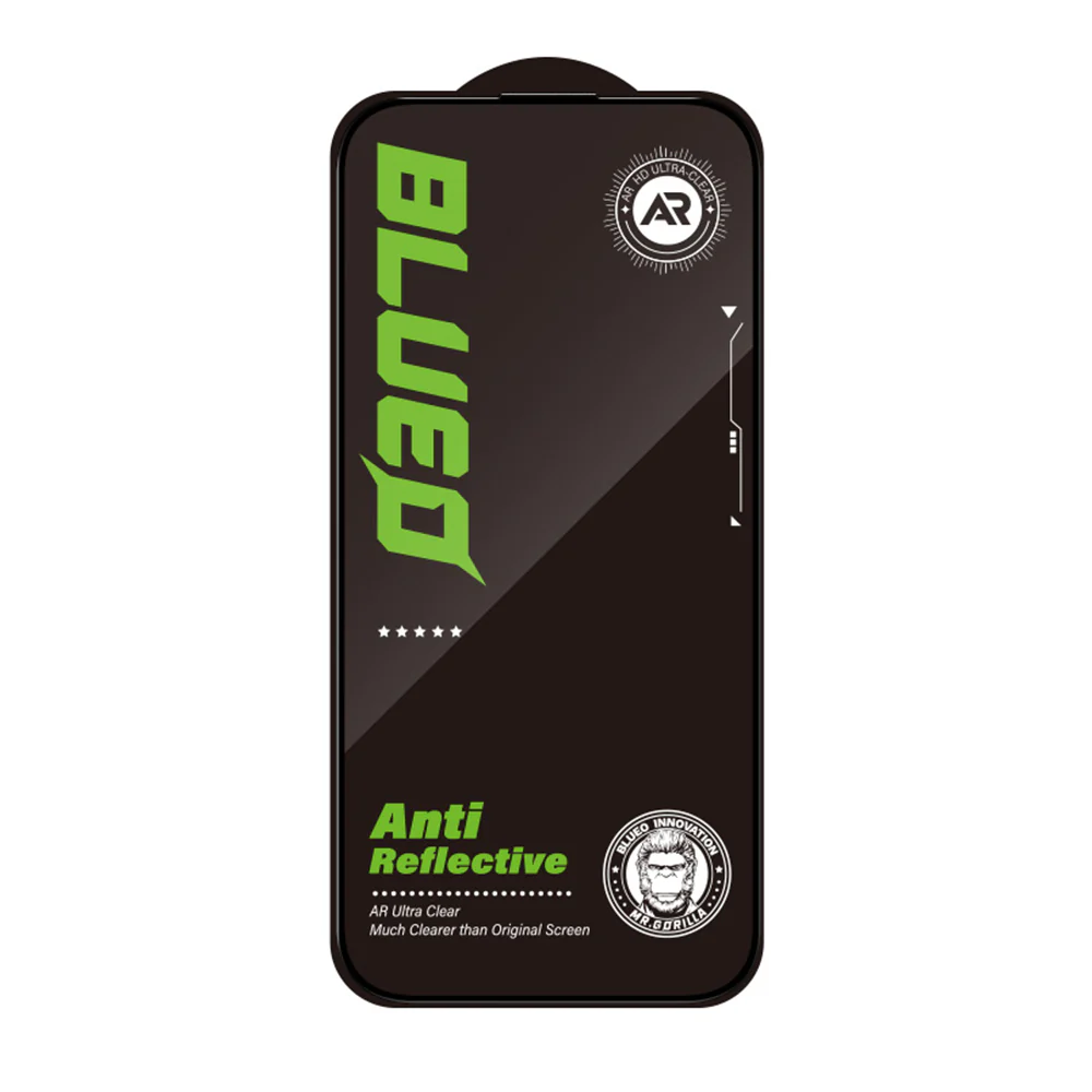 Blueo Anti-Reflective HD Screen Protector Film for Apple iPhone 16 Plus / 15 Plus, Tempered Glass, Full Glue, Black - Image 3