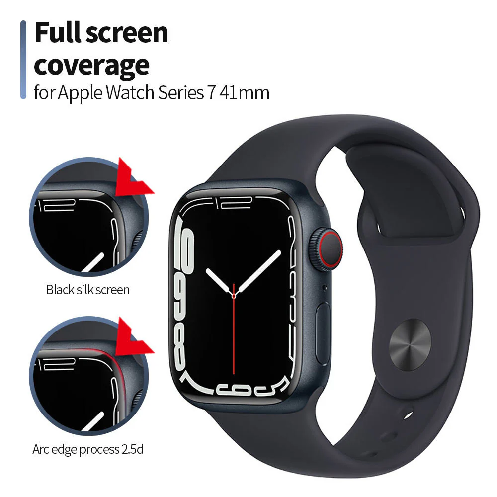 Blueo High Molecule Protective Film for Apple Watch 8 / 7 41mm Series, Tempered Glass, Black - Image 6