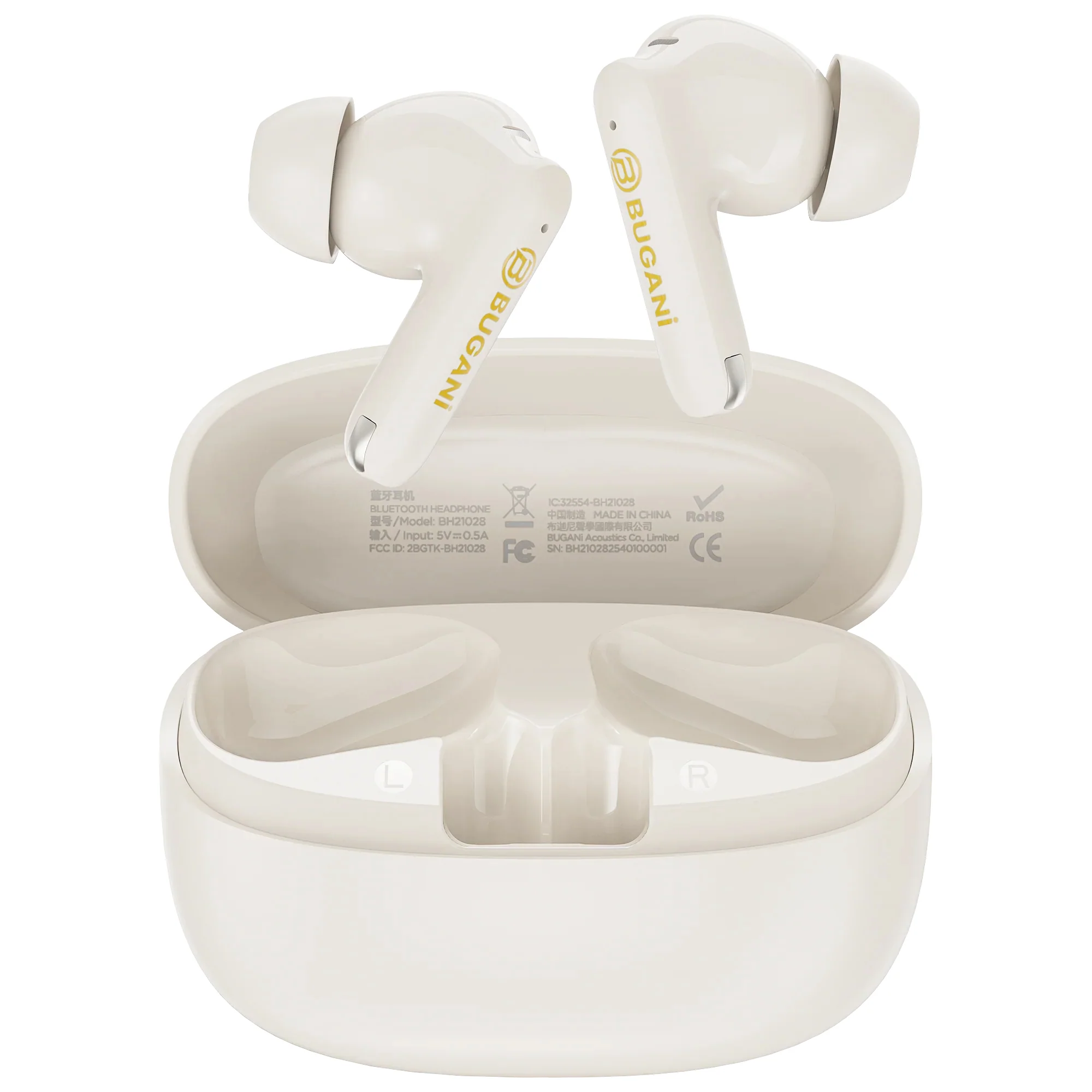 Bluetooth Handsfree Bugani Freebuds B20, TWS, ANC, Light Cream - Image 2