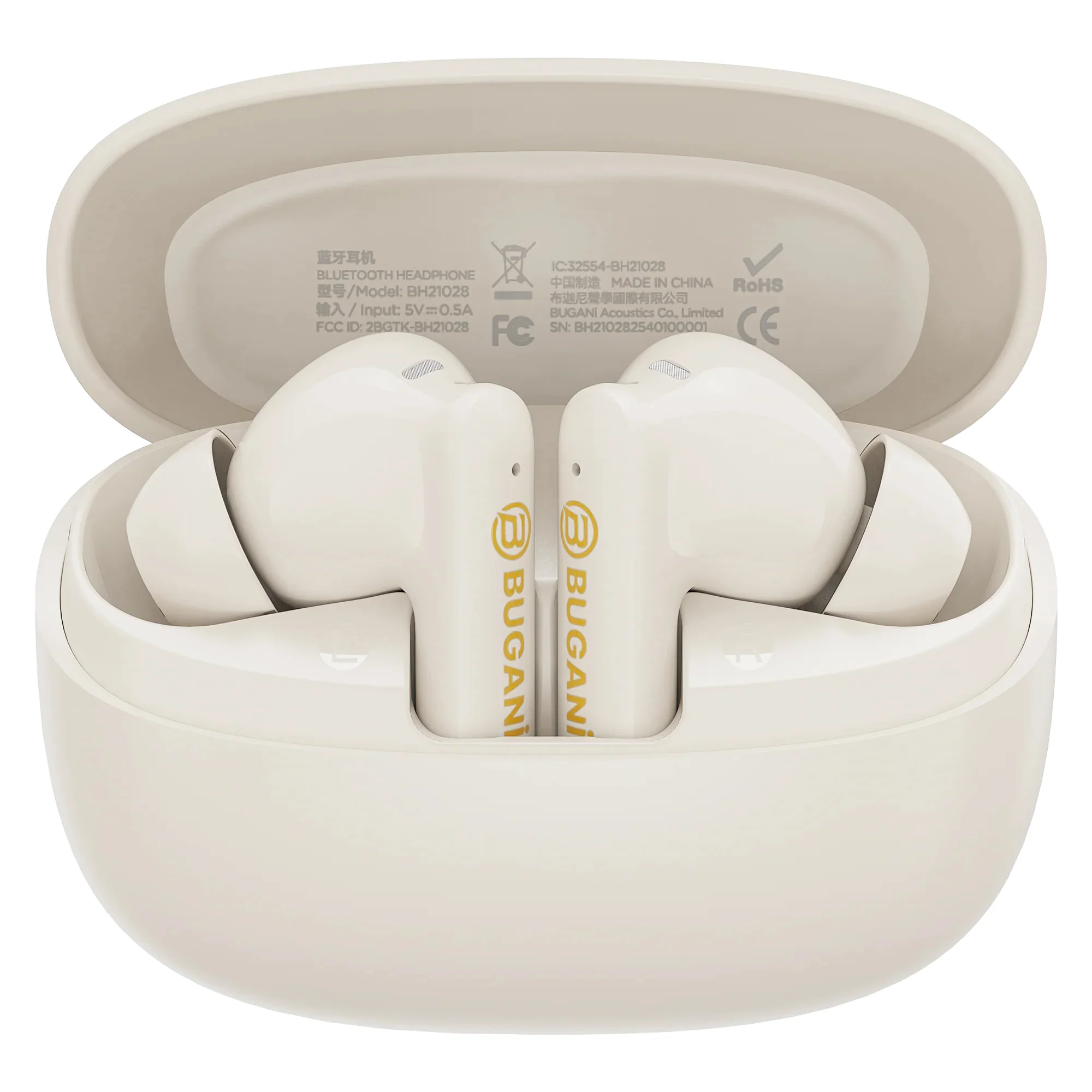 Bluetooth Handsfree Bugani Freebuds B20, TWS, ANC, Light Cream - Image 3