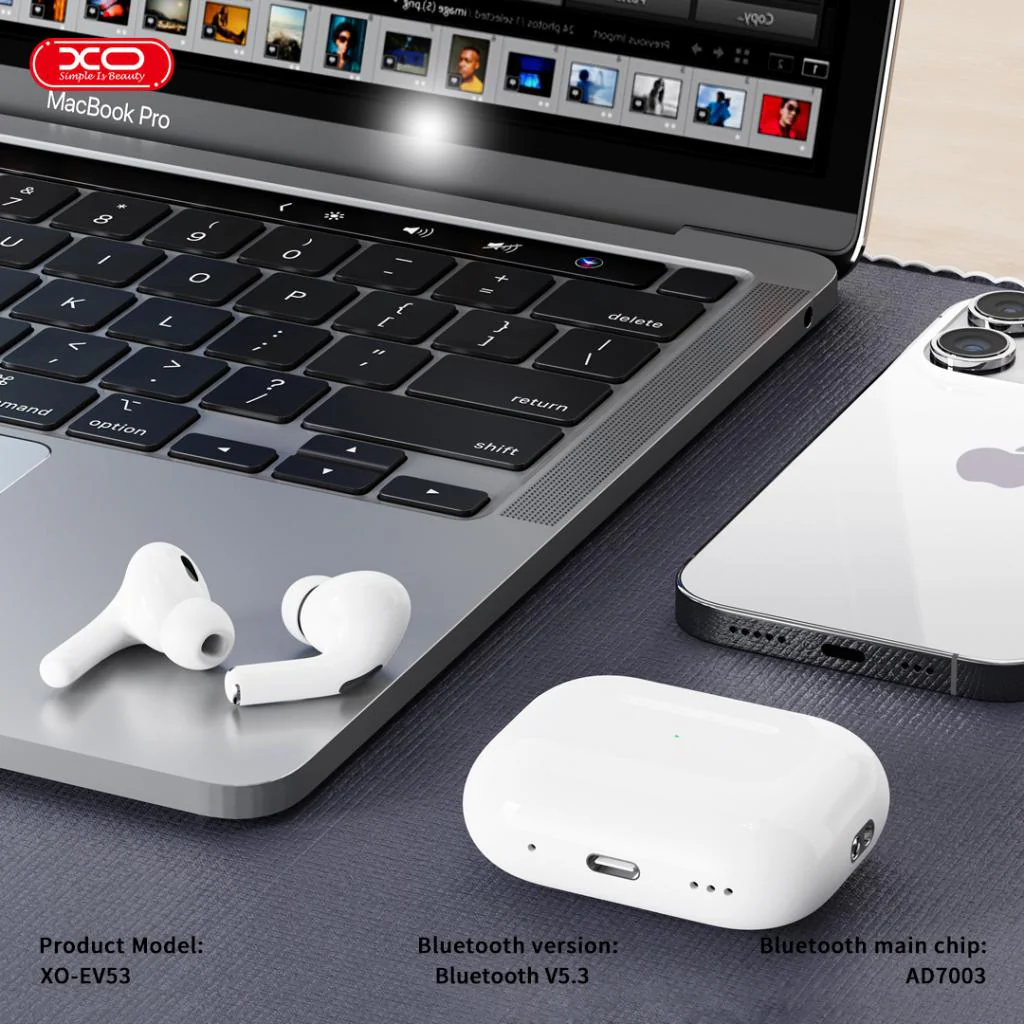 Bluetooth Handsfree XO Design EV53, TWS, ANC, White - Image 6