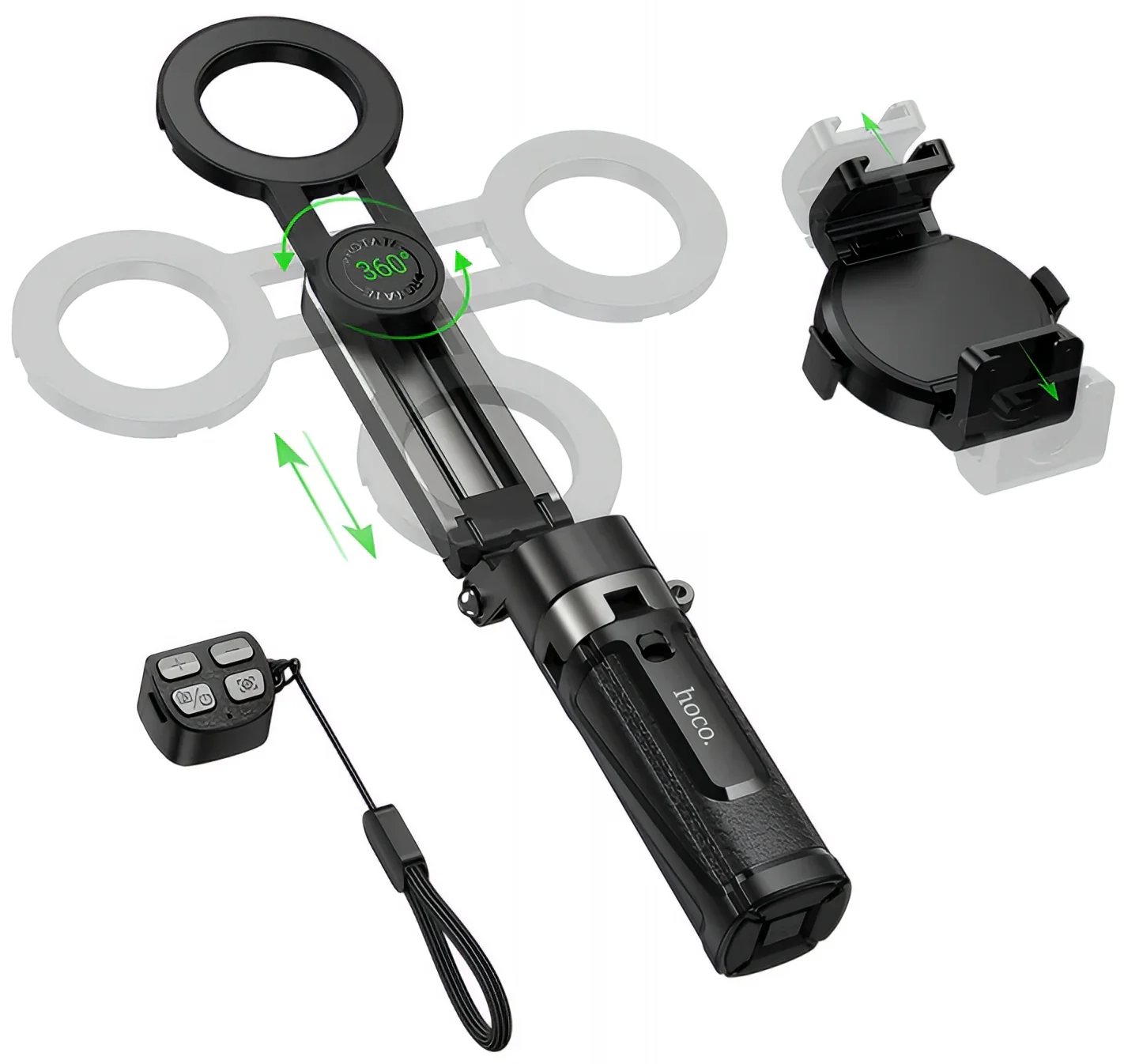 Bluetooth Selfie Stick HOCO K27 Pro, Universal, Black - Image 4