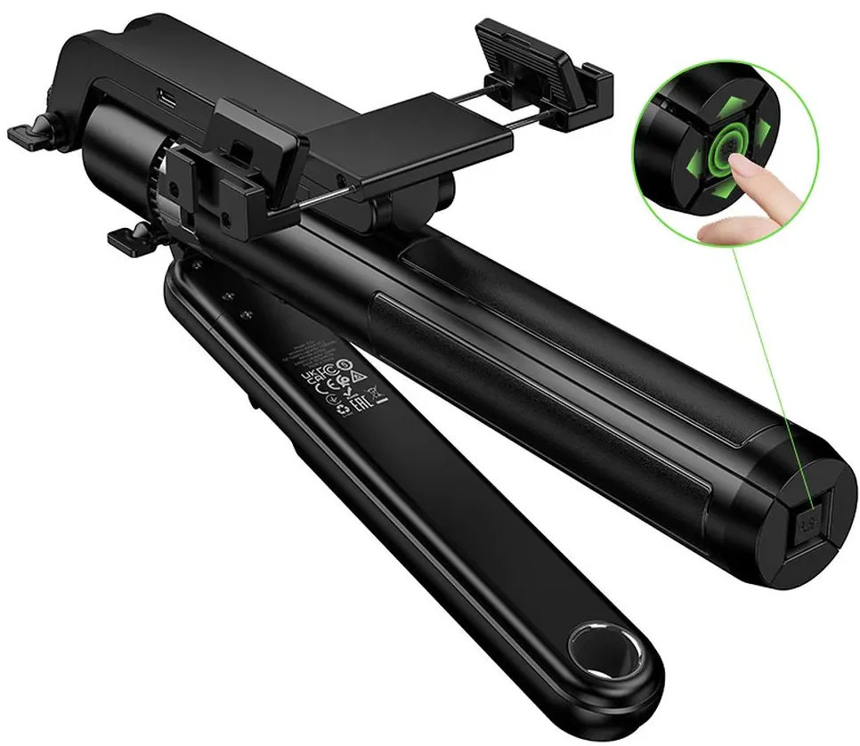 Bluetooth Selfie Stick HOCO K32 Face Tracking, 4.5inch - 7inch, Black - Image 5