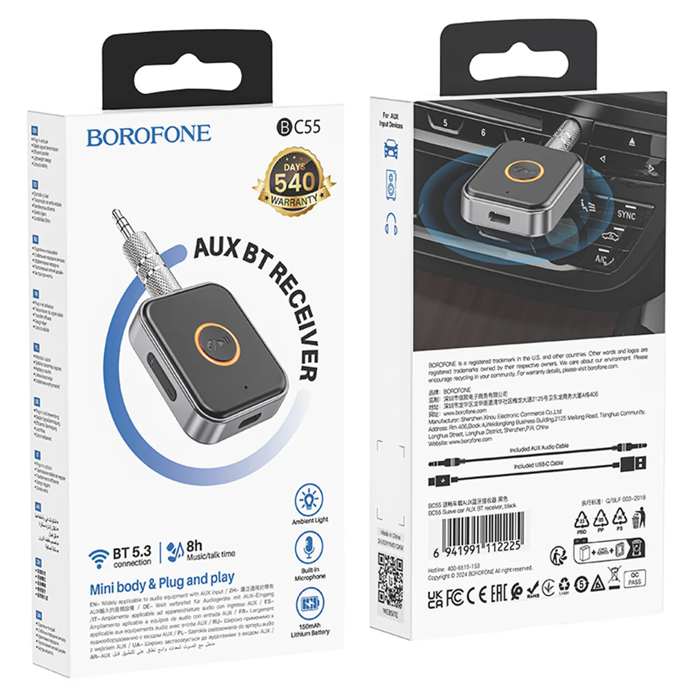Borofone BC55 Suave Bluetooth Receiver, Black - Image 9