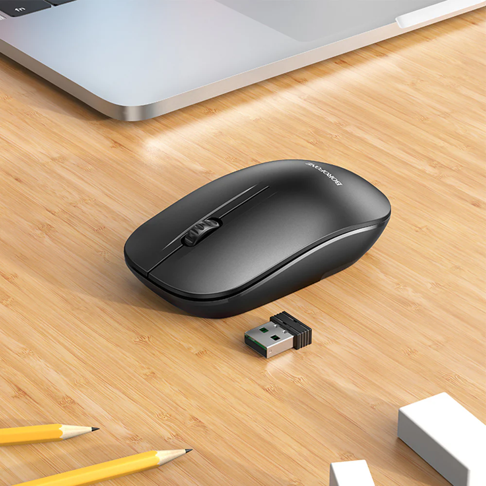 Borofone BG14 Planet Wireless Mouse, 1000DPI, BT / Wi-Fi, Black - Image 4