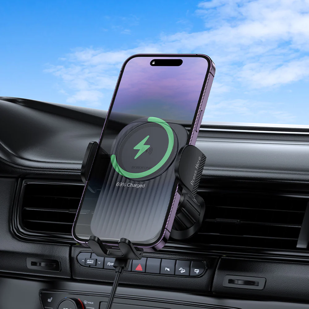 Borofone BH221 Path Wireless Car Charger, 15W, 1.67A, Black - Image 6