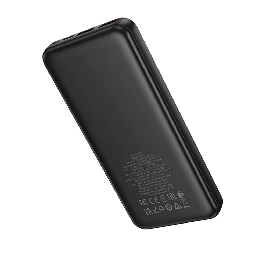 Borofone BJ80A Clever External Battery, 10000mAh, 22.5W, QC + PD, 1 x USB-C - 2 x USB-A, Black - Image 8