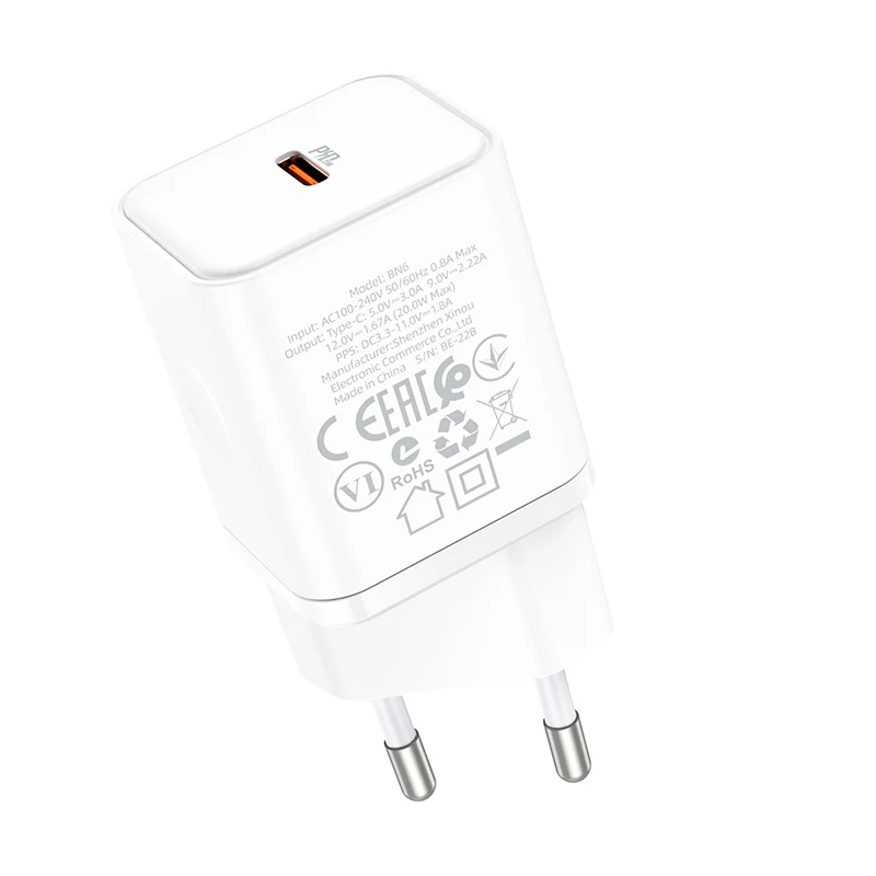 Borofone BN6 Field Network Charger, 20W, 3A, 1 x USB-C, White - Image 3