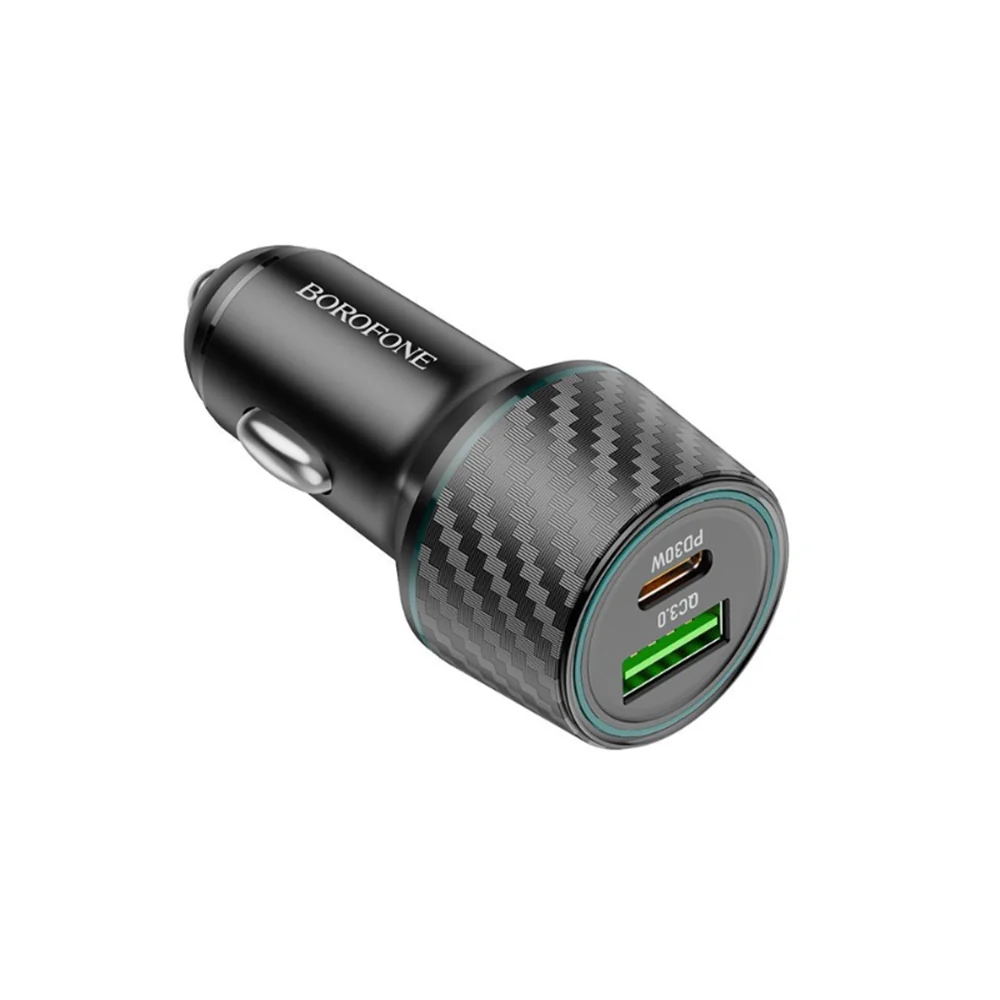 Borofone BZ21 Brilliant Car Charger, 48W, 3A, 1 x USB-A - 1 x USB-C, Black - Image 4