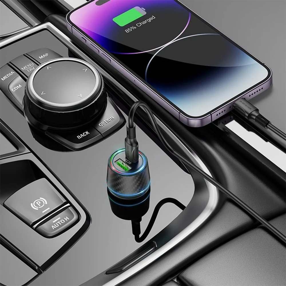 Borofone BZ21 Brilliant Car Charger, 48W, 3A, 1 x USB-A - 1 x USB-C, Black - Image 7
