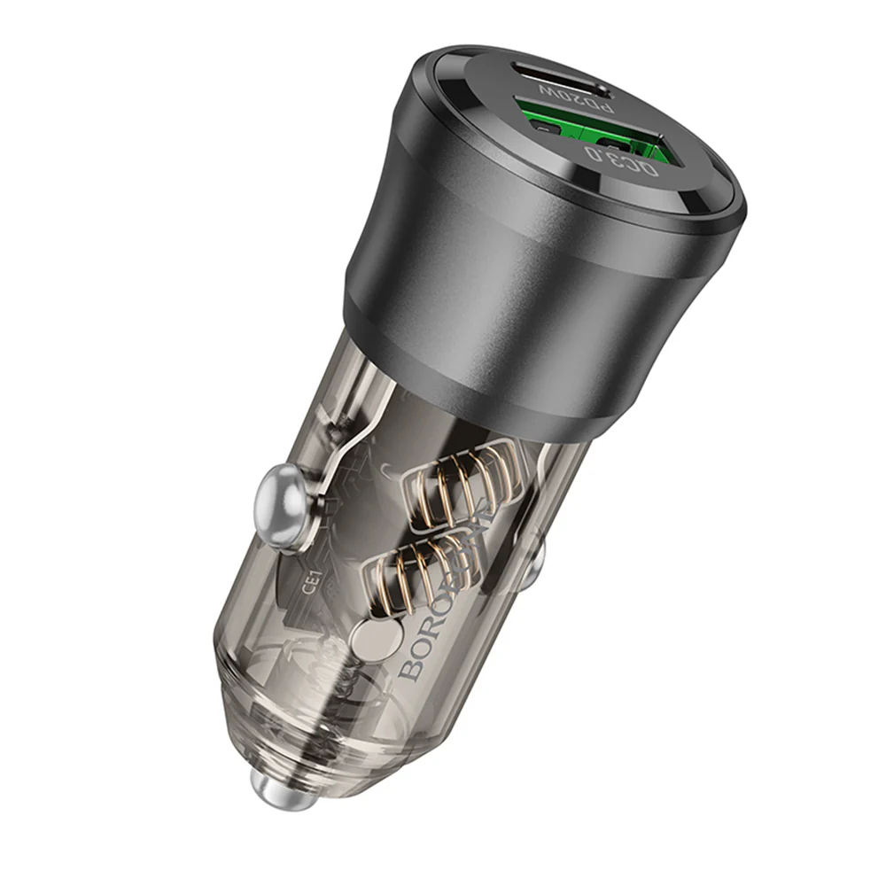 Borofone BZ25 Journey Car Charger, 38W, 3A, 1 x USB-A - 1 x USB-C, Black - Image 2