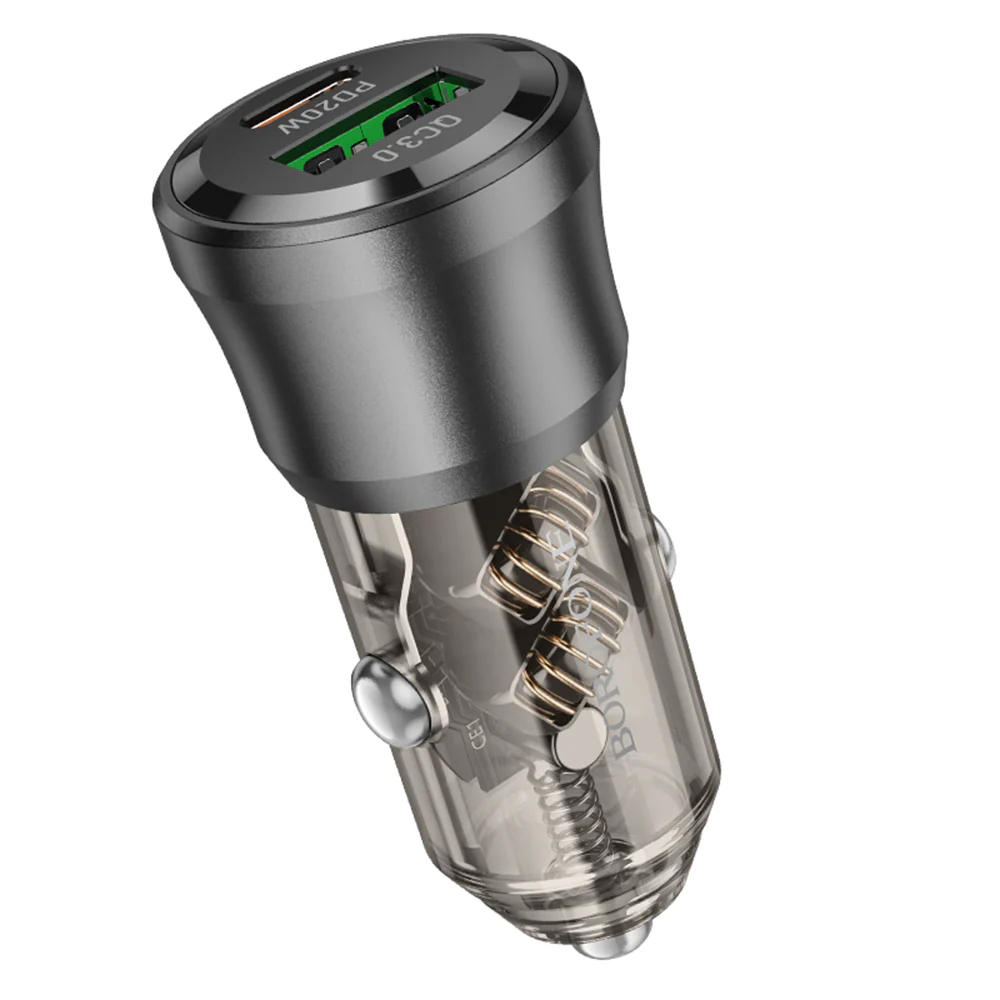 Borofone BZ25 Journey Car Charger, 38W, 3A, 1 x USB-A - 1 x USB-C, Black - Image 5