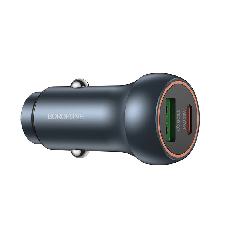 Borofone BZ32B Fresh Car Charger, 48W, 3A, 1 x USB-A - 1 x USB-C, Grey - Image 2