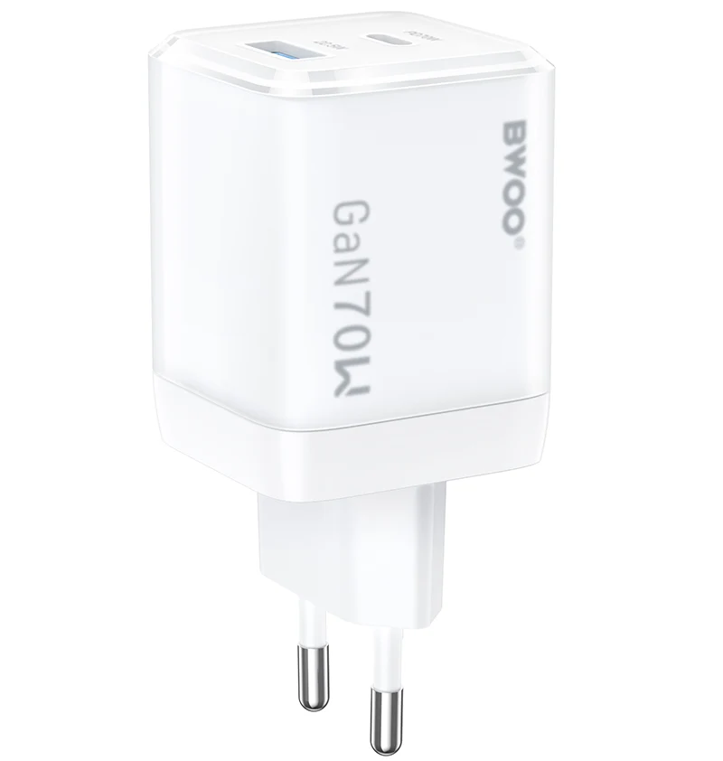 BWOO CDA224 Network Charger, 70W, 3.25A, 1 x USB-A - 1 x USB-C, White - Image 2