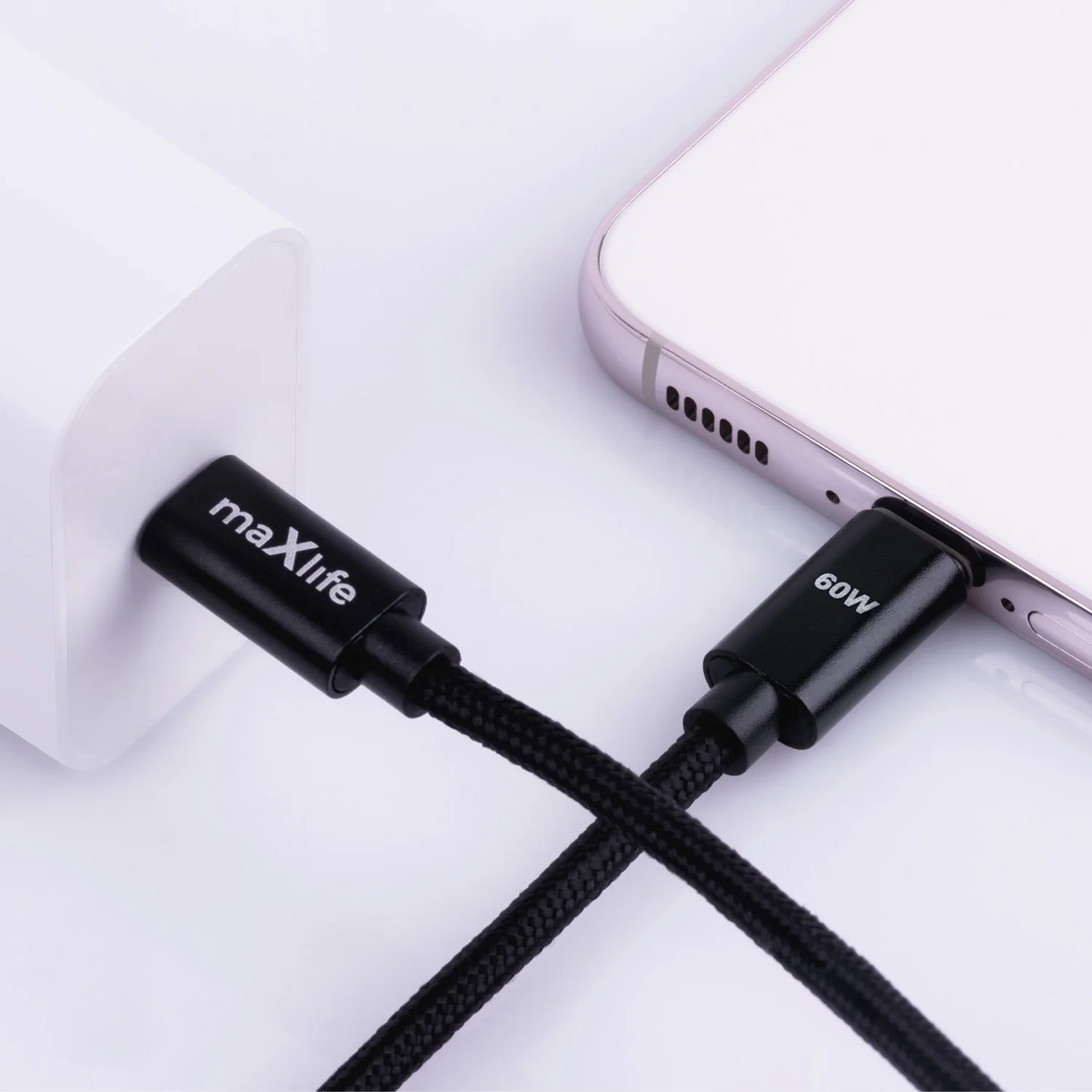 USB-C Data and Charging Cable - USB-C MaXlife MXUC-12, 60W, 1m, Black - Image 2