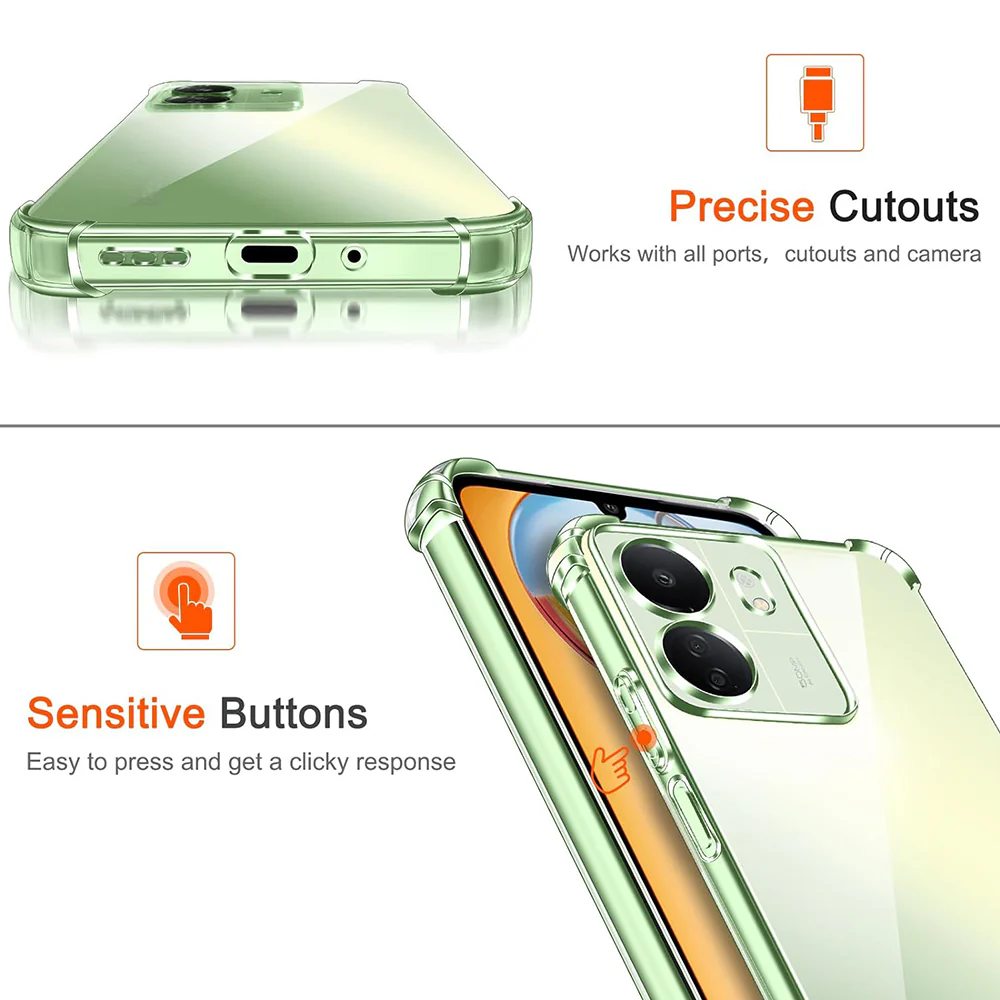 Camera Protection Case for Xiaomi Poco C65 / Redmi 13C, Techsuit, Shockproof Clear, Transparent - Image 3